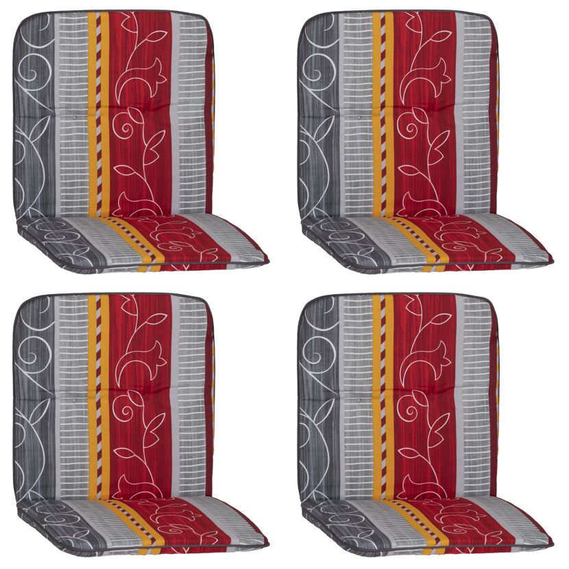 Niedriglehner-Auflagenset 'Elmira' bordeaux/grau 47 x 96 x 5 cm 4 Stück