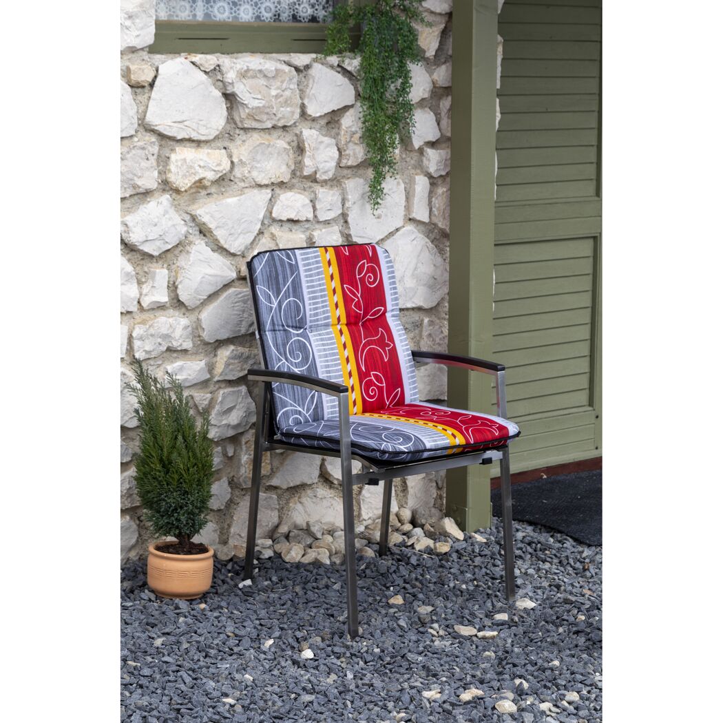 Niedriglehner-Auflagenset 'Elmira' bordeaux/grau 47 x 96 x 5 cm 4 Stück