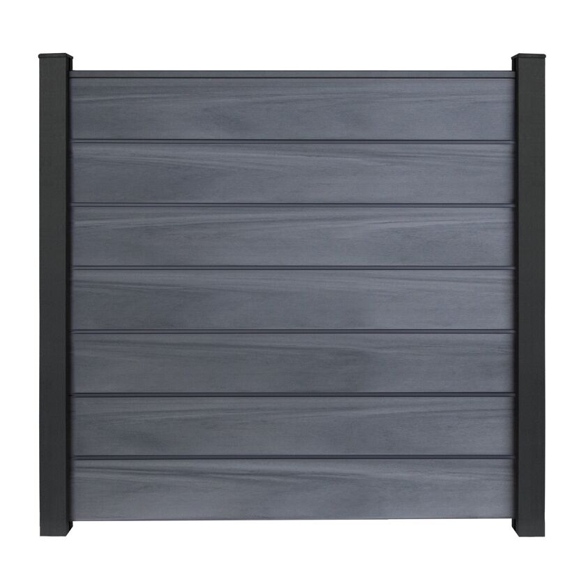 Steckzaun 'Solid Grande Premium' BPC/Aluminium steingrau/anthrazit 180 x 180 cm
