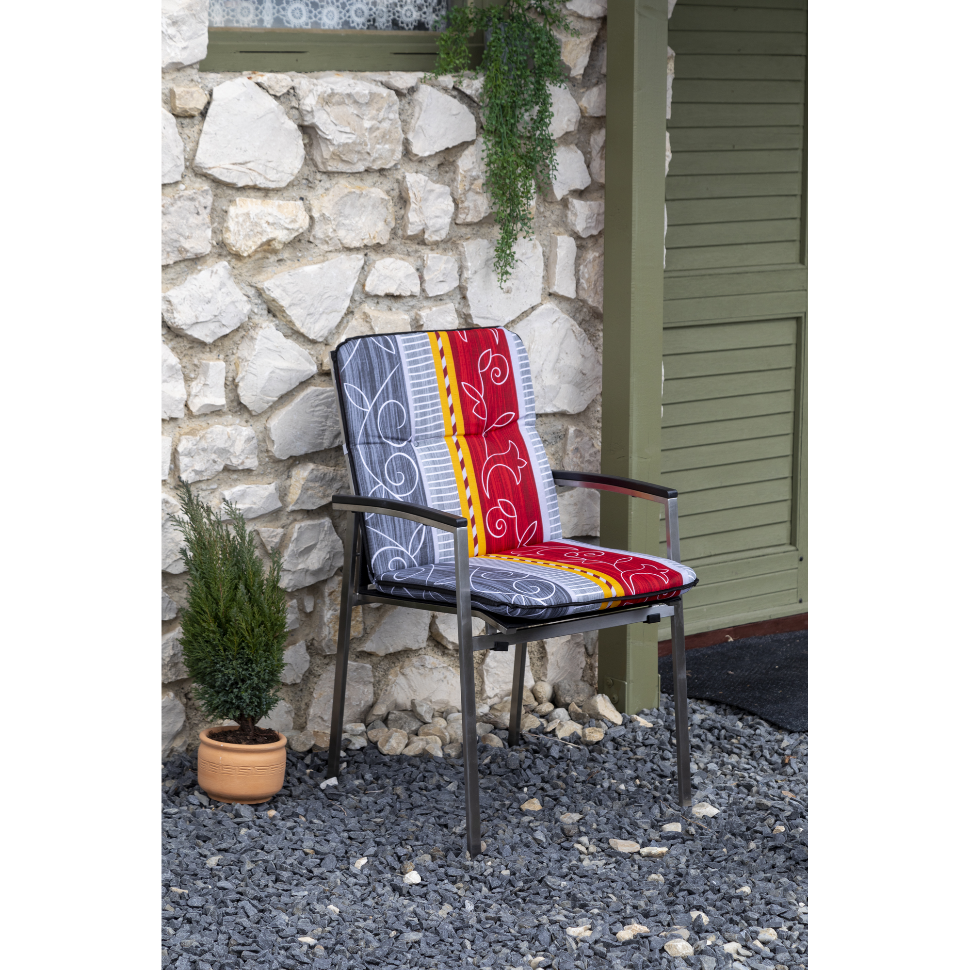 Niedriglehner-Auflagen-Set 'Bali' bordeaux/grau 47 x 96 x 5 cm 6 Stück