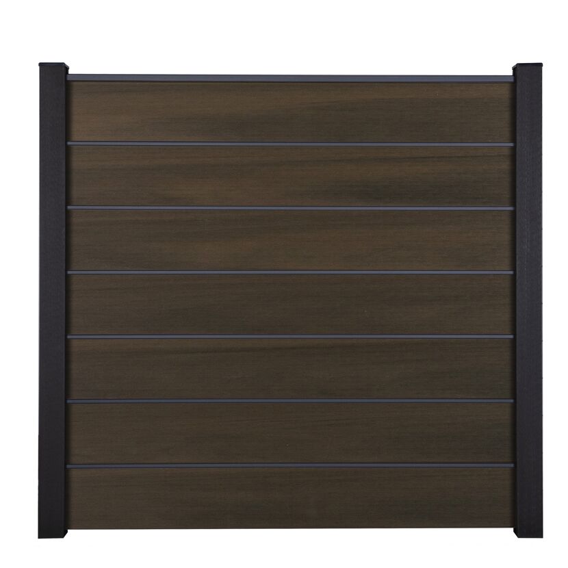 Steckzaun 'Solid Grande Premium' BPC/Aluminium Walnussfarben/anthrazit 180 x 180 cm
