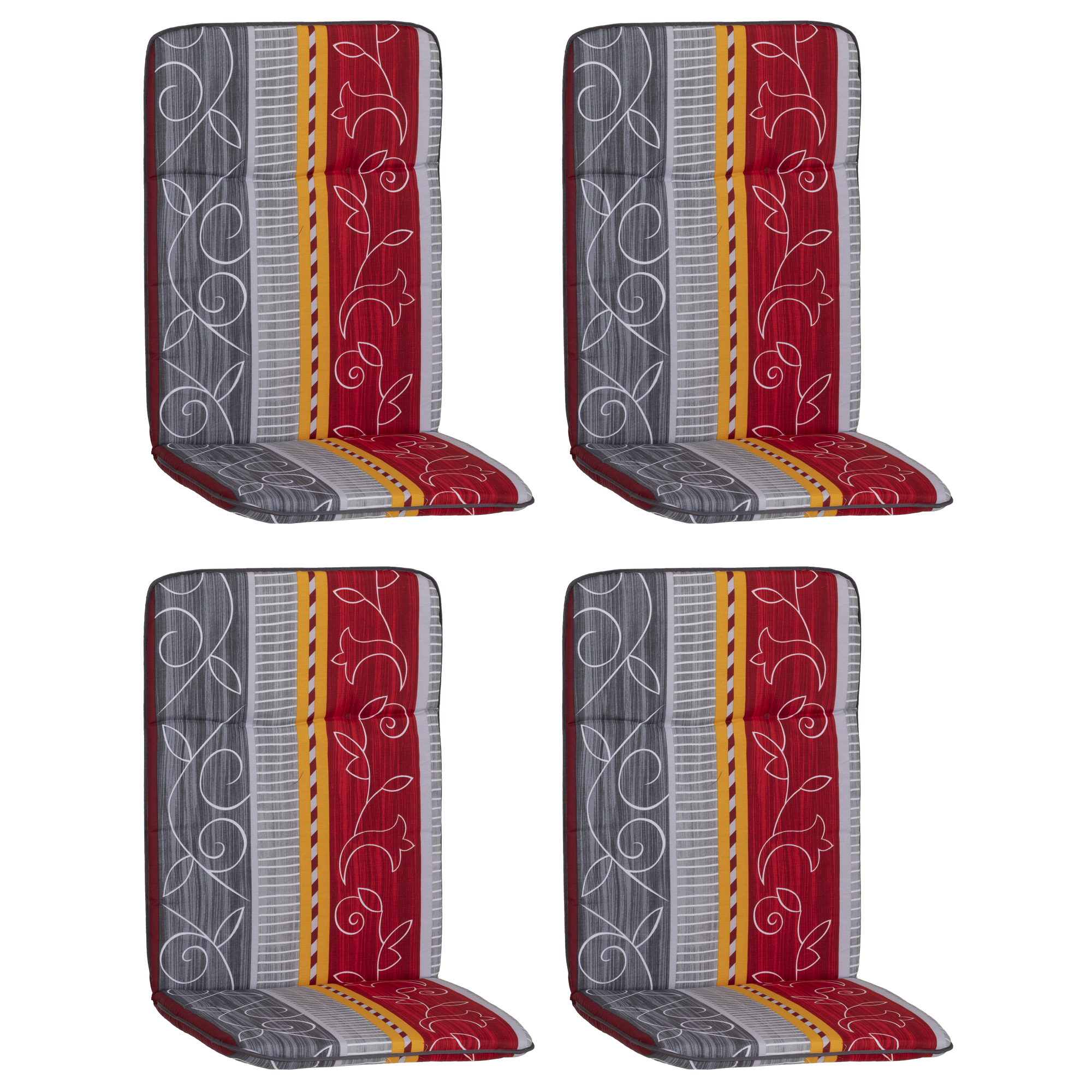 Hochlehner-Auflagen-Set 'Bali' bordeaux/grau 47 x 114 x 5 cm 4 Stück