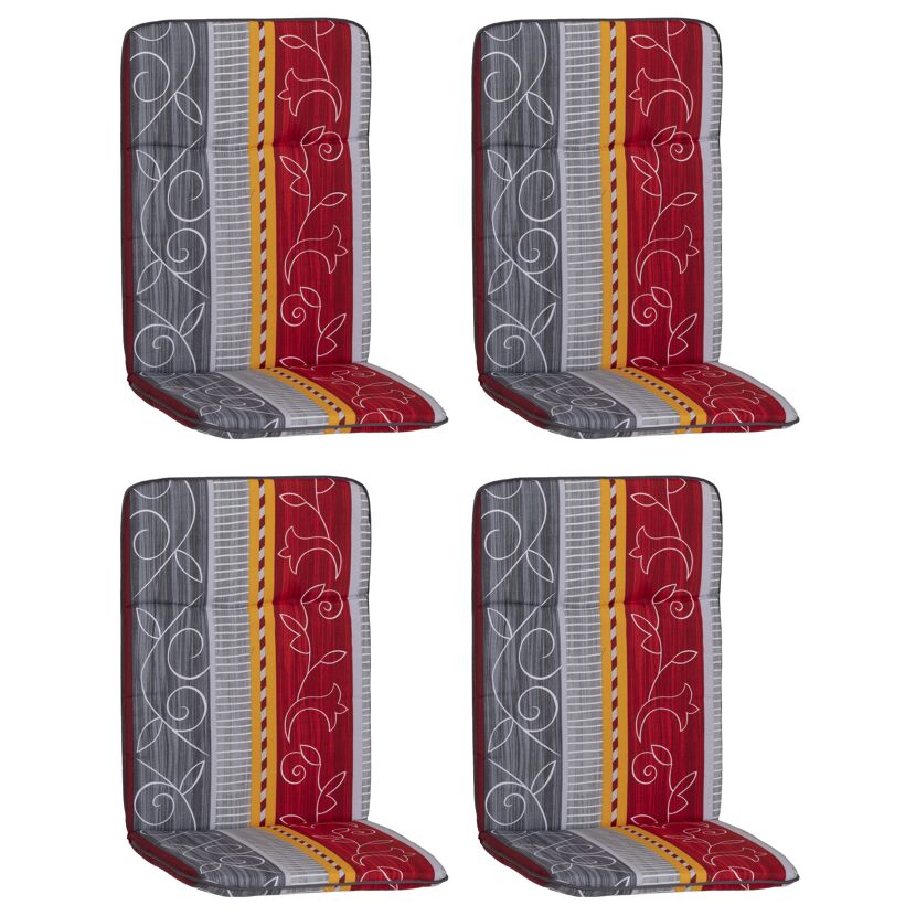 Hochlehner-Auflagenset 'Elmira' bordeaux/grau 47 x 114 x 5 cm 4 Stück
