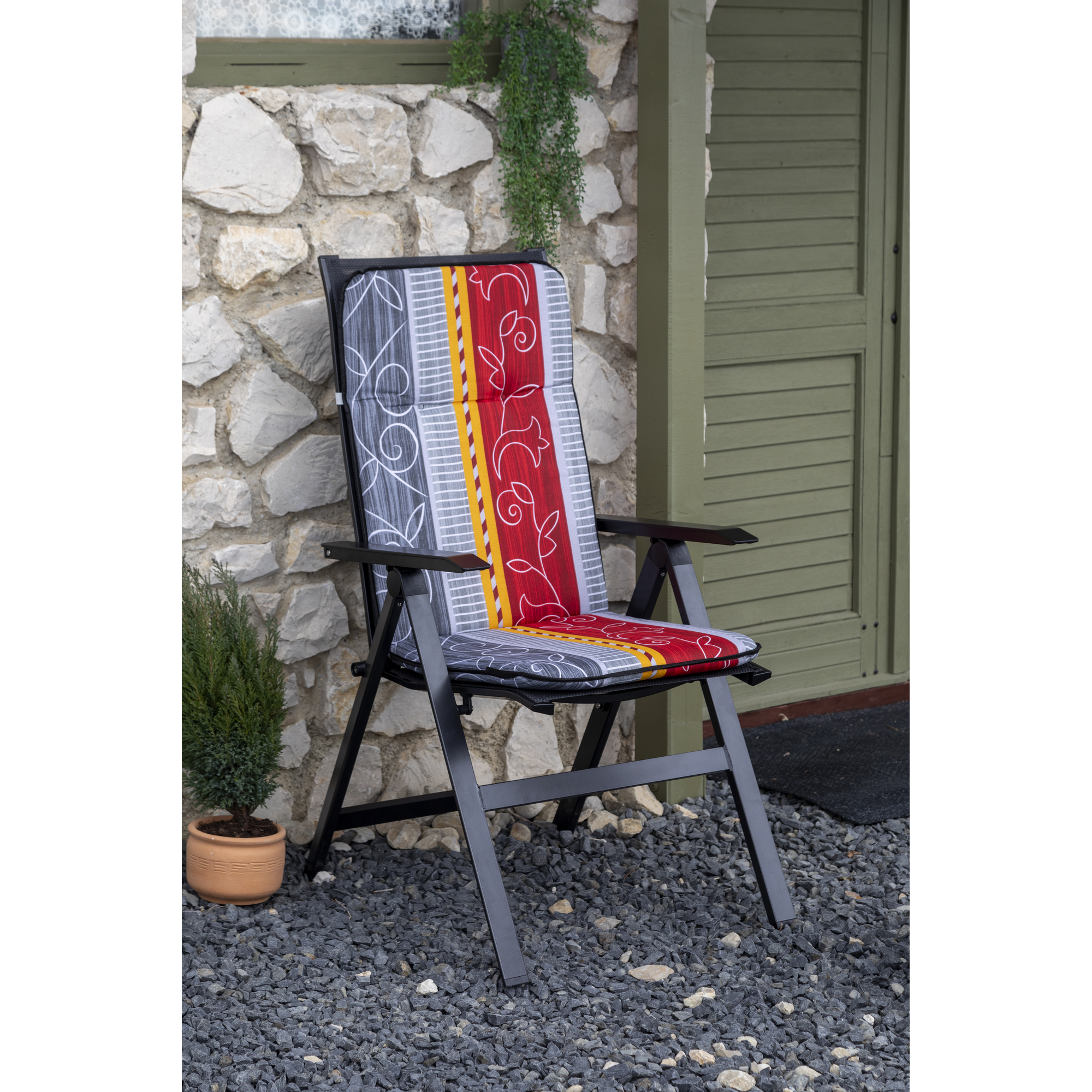Hochlehner-Auflagen-Set 'Bali' bordeaux/grau 47 x 114 x 5 cm 4 Stück