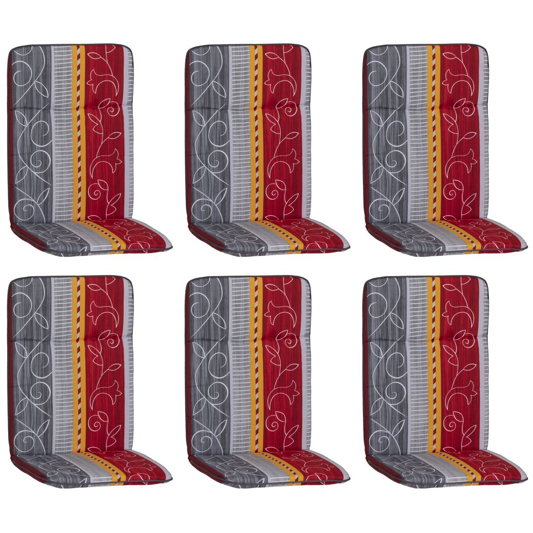 Hochlehner-Auflagenset 'Elmira' bordeaux/grau 47 x 114 x 5 cm 6 Stück