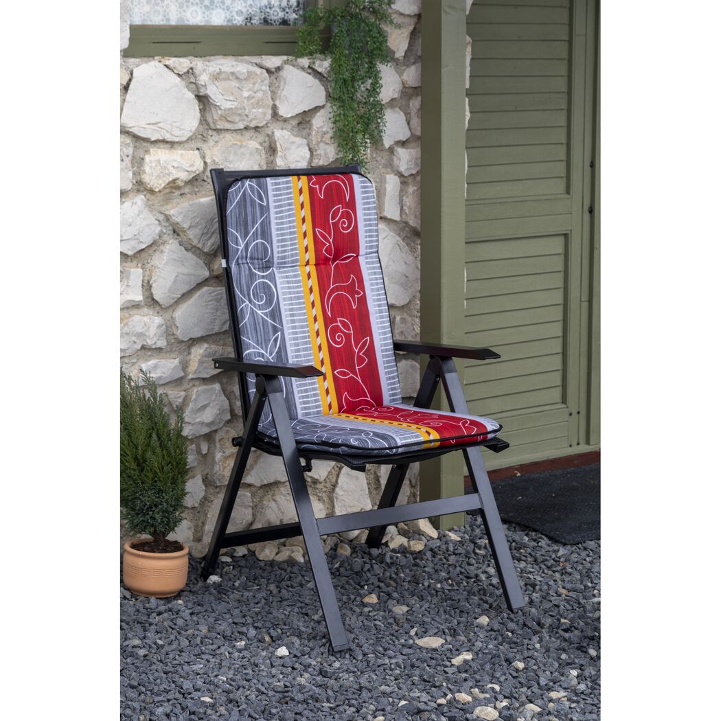 Hochlehner-Auflagenset 'Elmira' bordeaux/grau 47 x 114 x 5 cm 6 Stück