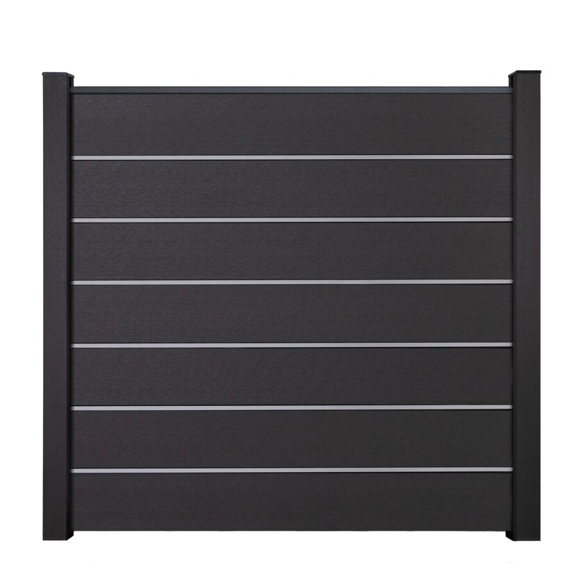 Steckzaun 'Solid Grande Premium' BPC/Aluminium anthrazitgrau/silber 180 x 180 cm