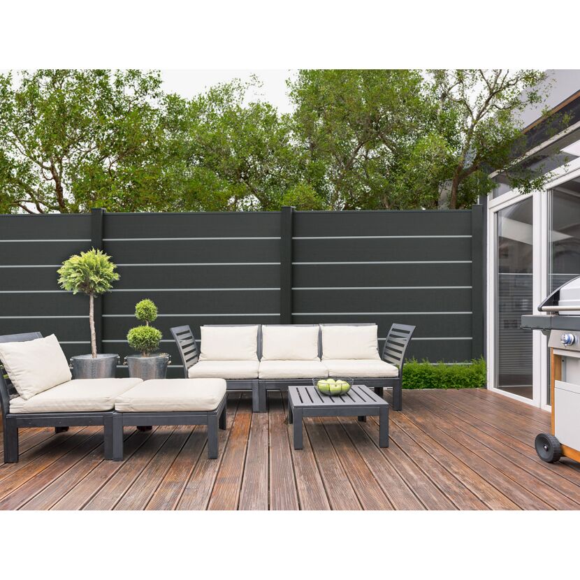 Steckzaun 'Solid Grande Premium' BPC/Aluminium anthrazitgrau/silber 180 x 180 cm
