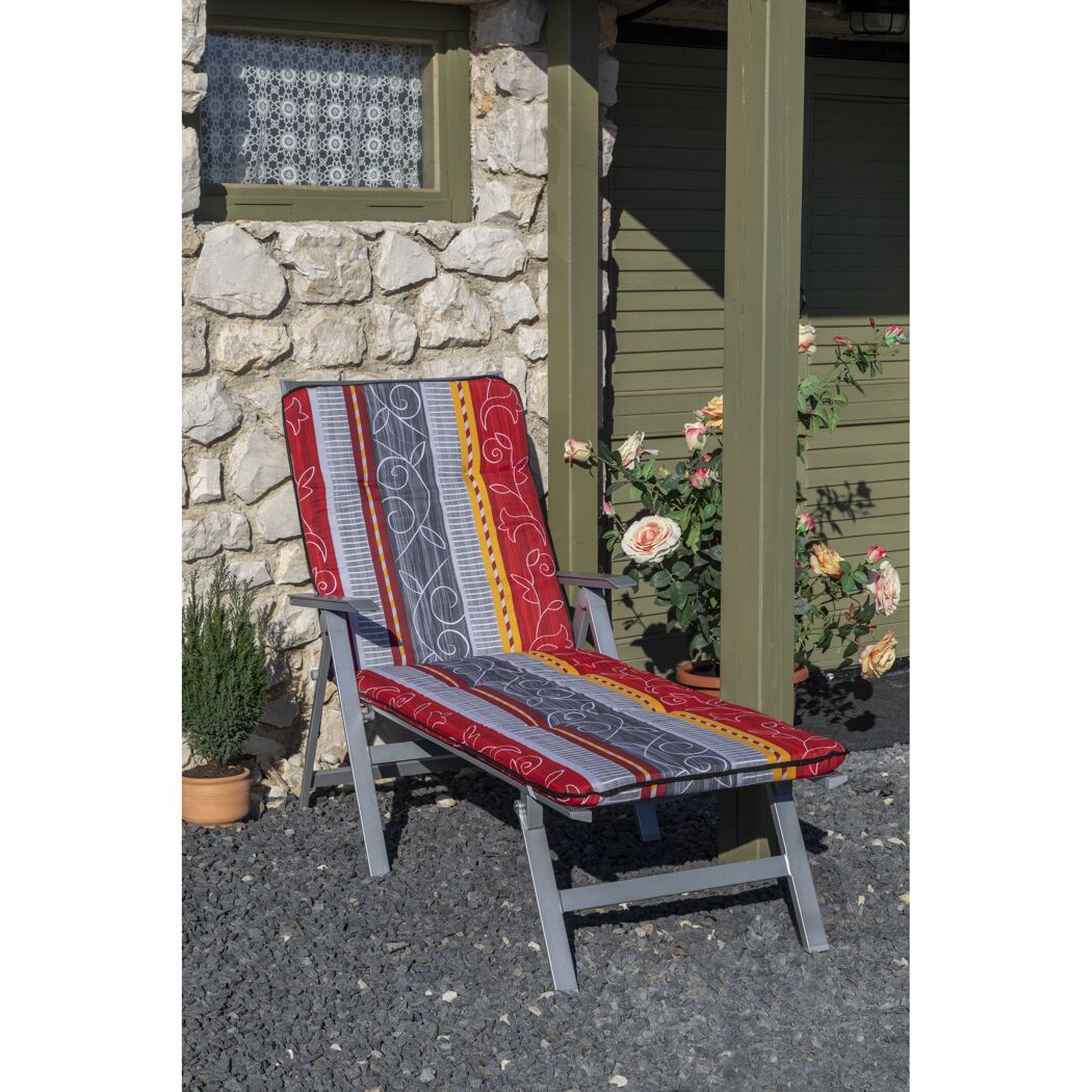 Sonnenliegen-Auflage 'Elmira' bordeaux/grau 60 x 193 x 5 cm