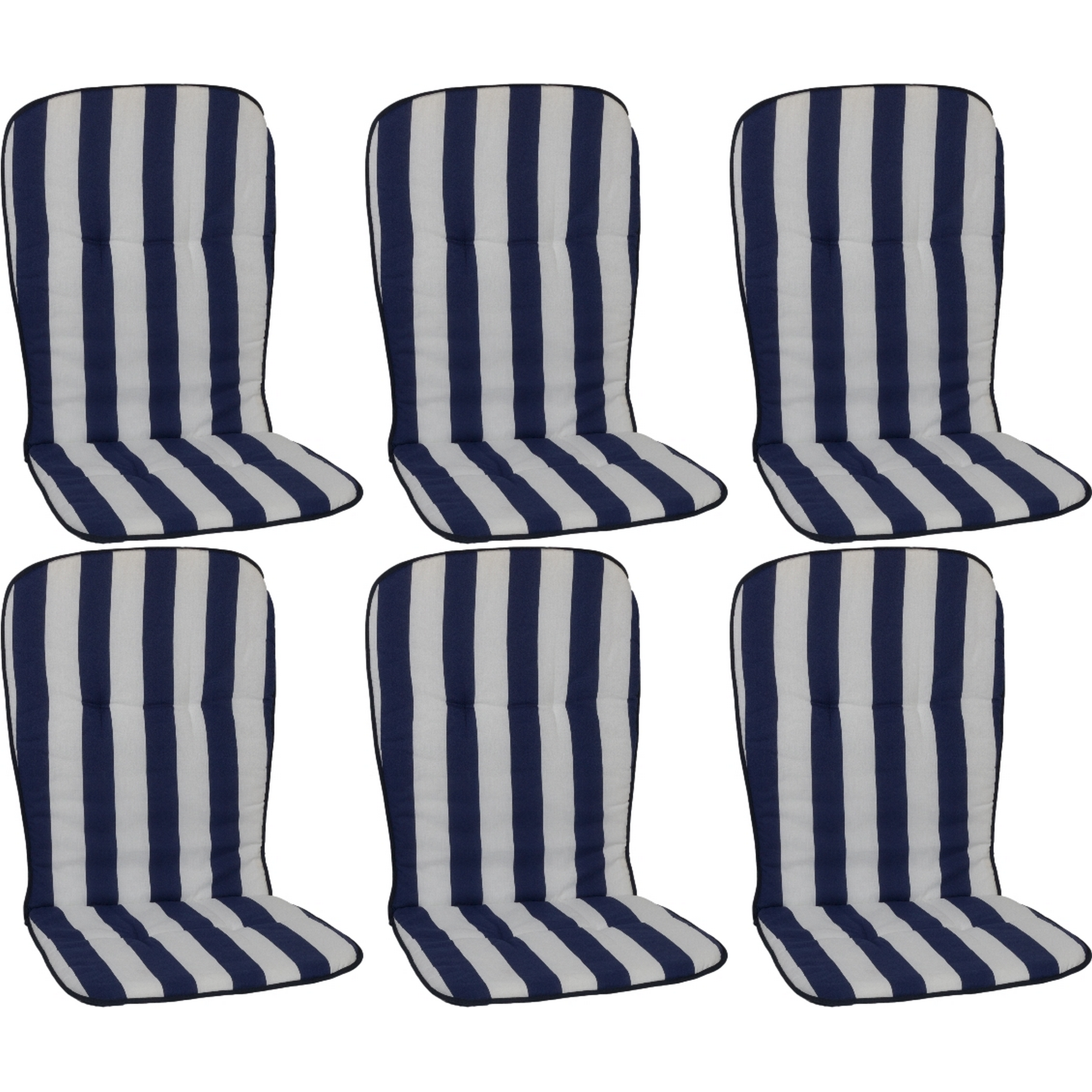 Hochlehner-Auflagen-Set 'Monos' weiß/blau 44 x 96 x 4 cm 6 Stück