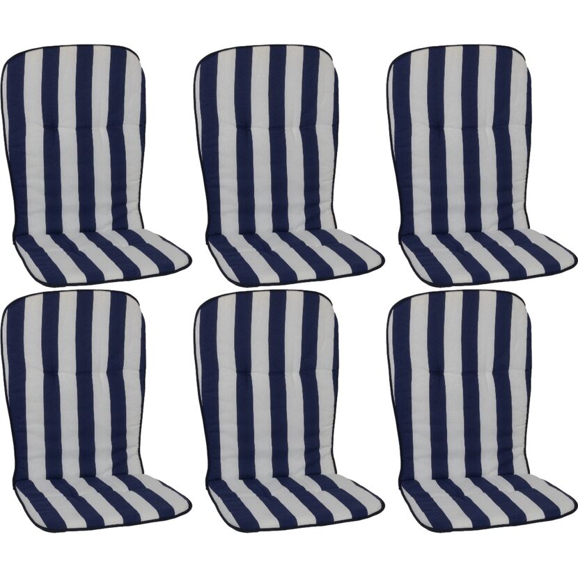 Hochlehner-Auflagenset 'Mono' weiß/blau 44 x 96 x 4 cm 6 Stück