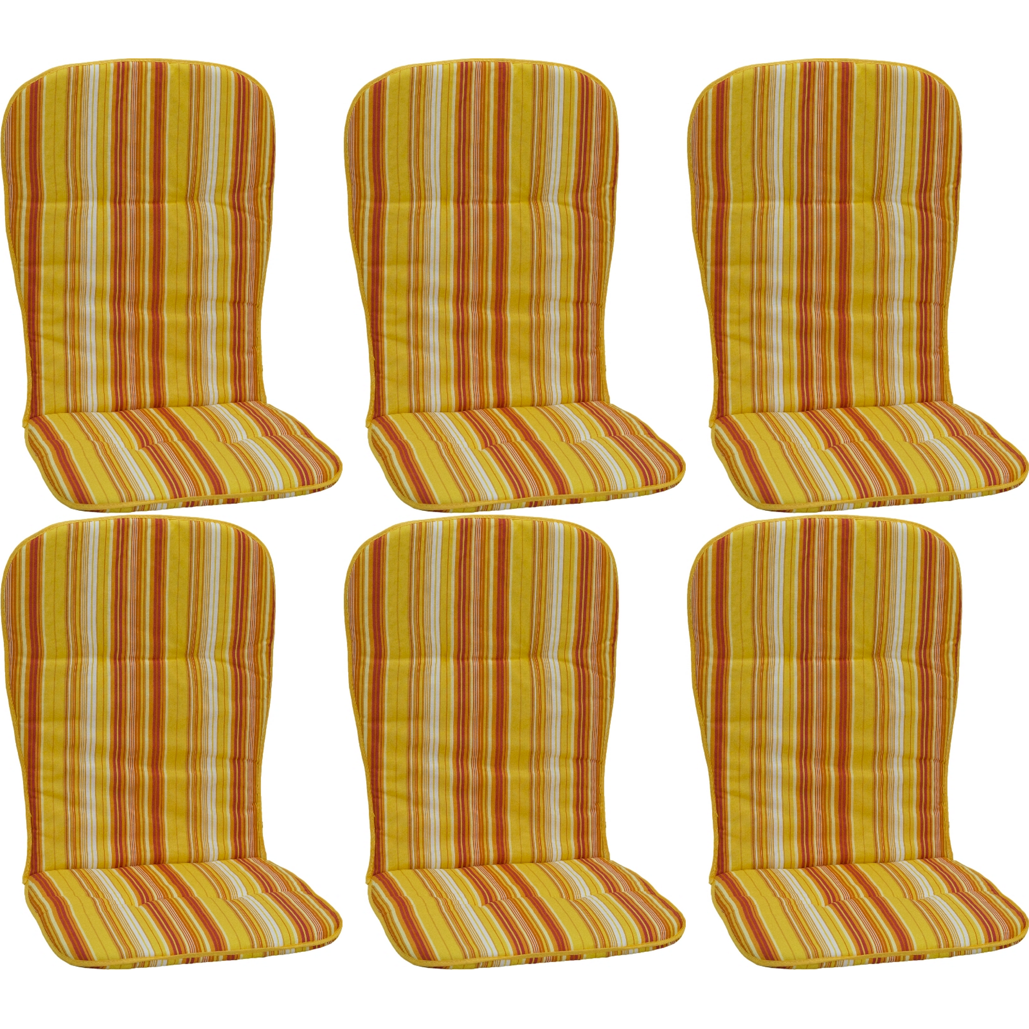 Hochlehner-Auflagen-Set 'Monos' orange/weiß 44 x 96 x 4 cm 6 Stück