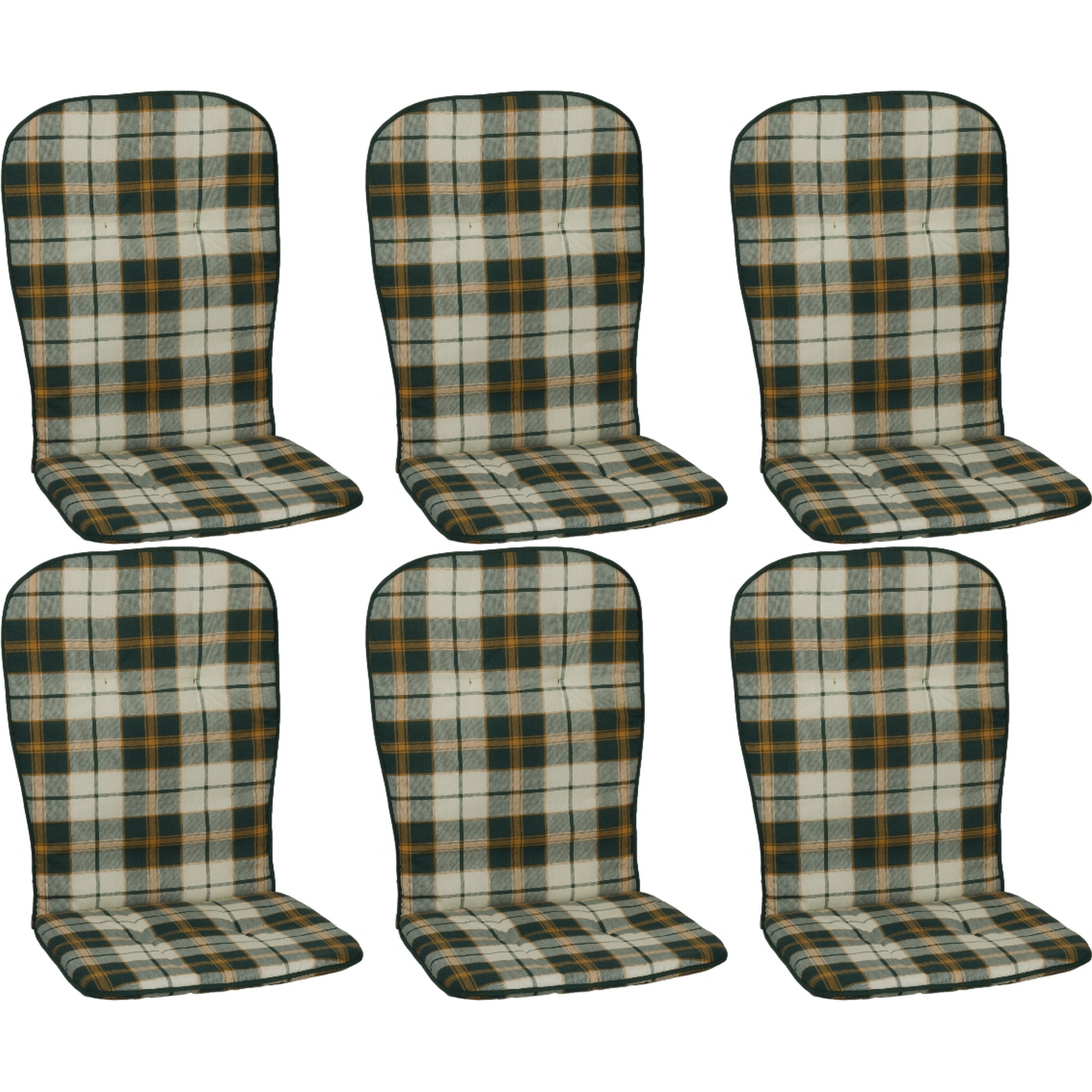 Hochlehner-Auflagen-Set 'Monos' grün 44 x 96 x 4 cm 6 Stück