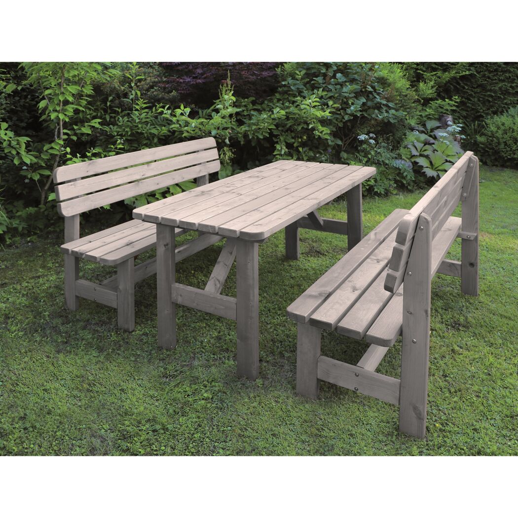 Gartenmöbel-Set mit zwei Bänken und einem Tisch