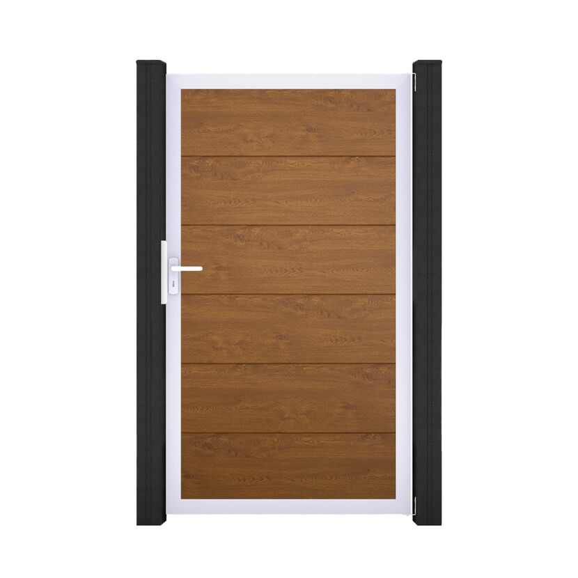 Einzeltor 'BasicLine' Universal DIN Eichefarben dunkel/silber 100 x 180 cm