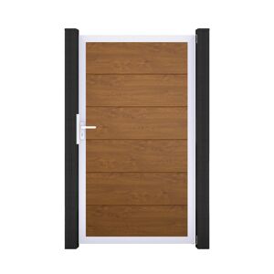 Einzeltor 'BasicLine' Universal DIN Eichefarben dunkel/silber 100 x 180 cm