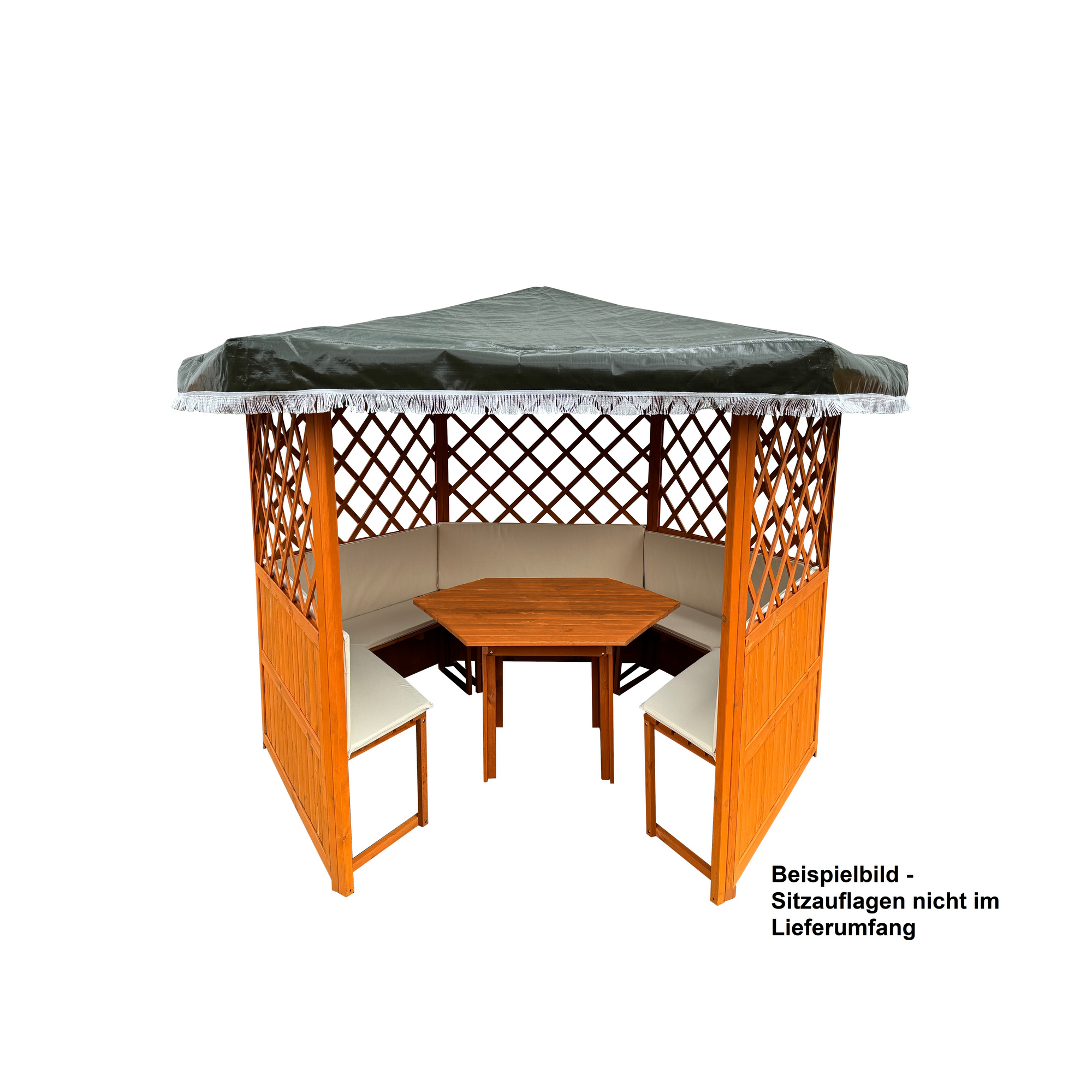 Pavillon 'Marburg' Holz grün inklusive Möbel 309 x 211 x 309 cm