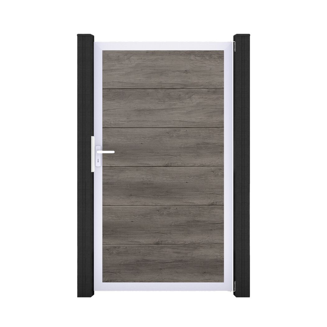 Einzeltor 'BasicLine' Universal DIN dark oak/silber 100 x 180 cm