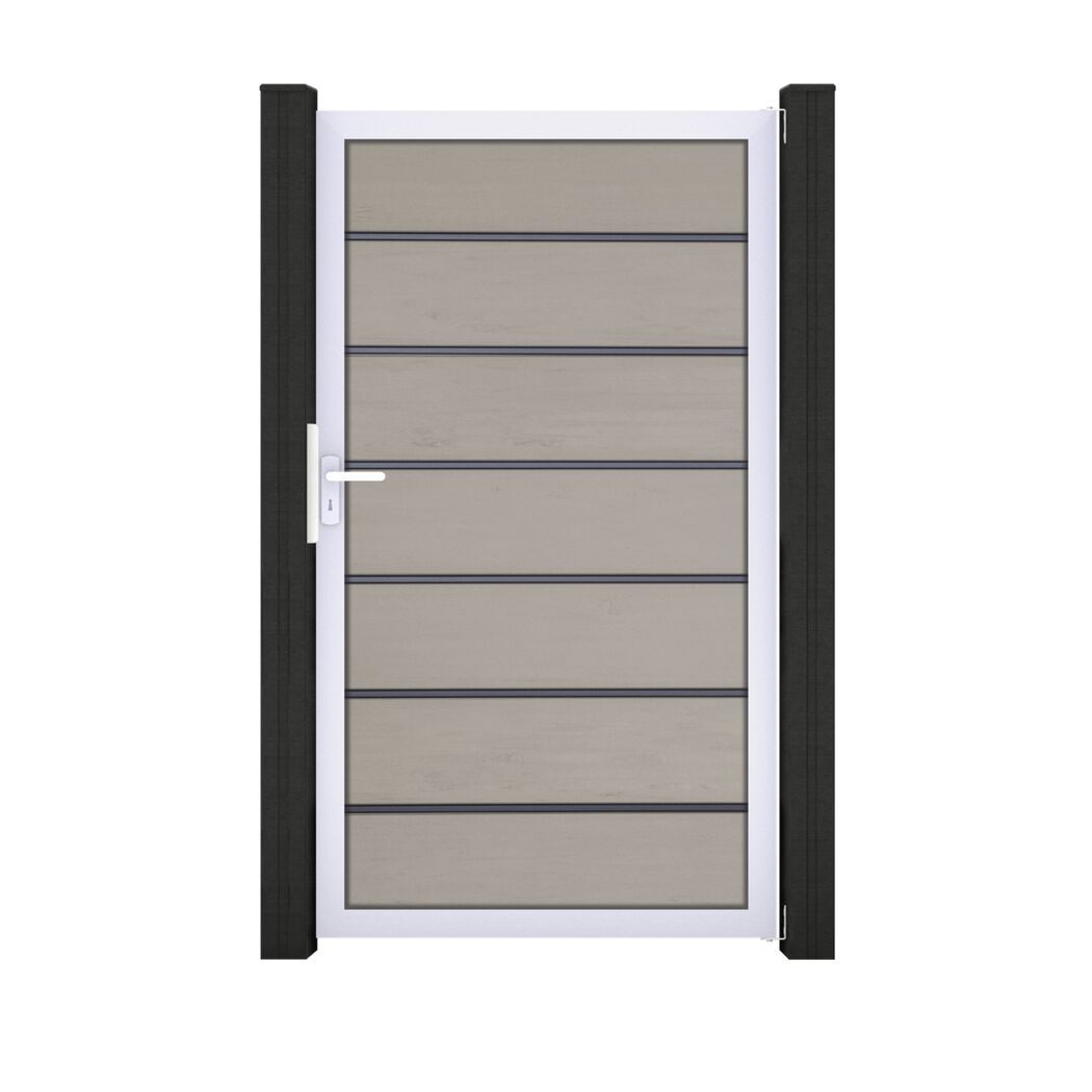Einzeltor 'Solid Grande Premium' BPC/Aluminium Universal DIN sandfarben/silber 100 x 180 cm
