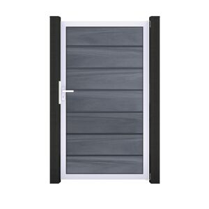 Einzeltor 'Solid Grande Premium' BPC/Aluminium Universal DIN steingrau/silber 100 x 180 cm
