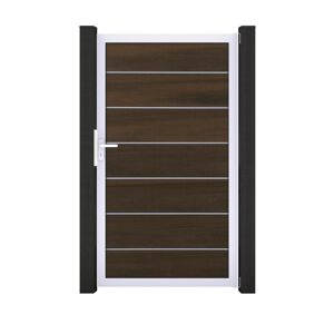 Einzeltor 'Solid Grande Premium' BPC/Aluminium Universal DIN walnussfarben/silber 100 x 180 cm