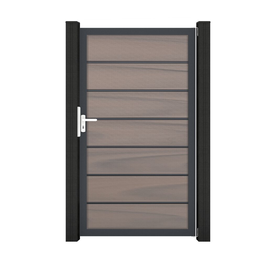 Einzeltor 'Solid Grande Premium' BPC/Aluminium Universal DIN braun/grau/silber/anthrazit 100 x 180 cm