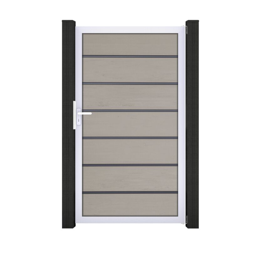 Einzeltor 'Solid Grande Premium' BPC/Aluminium sandfarben/silber Sondermaß max. 150 x 180 cm
