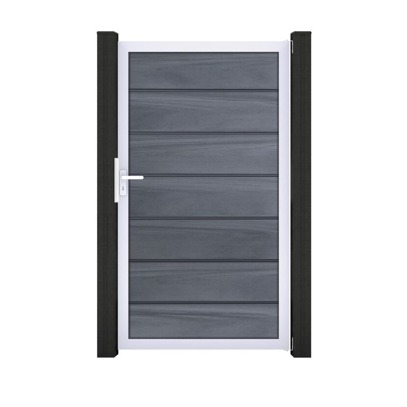 Einzeltor 'Solid Grande Premium' BPC/Aluminium steingrau/silber Sondermaß max. 150 x 180 cm