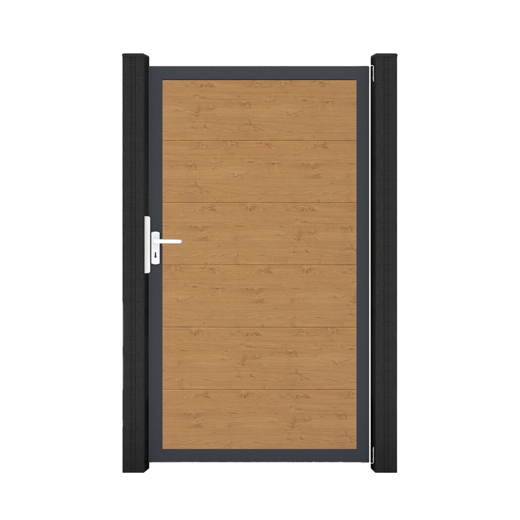 Einzeltor 'BasicLine' Universal DIN Eichefarben Braun/anthrazit 100 x 180 cm