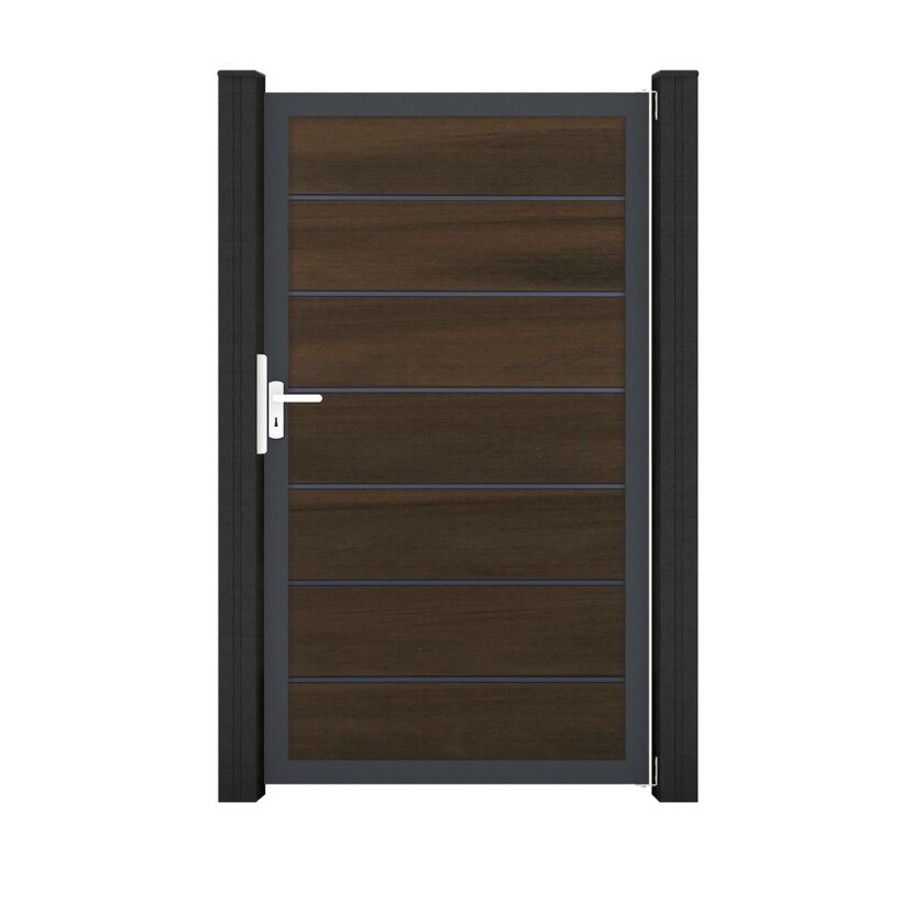 Einzeltor 'Solid Grande Premium' BPC/Aluminium walnussfarben/anthrazit Sondermaß max. 150 x 180 cm