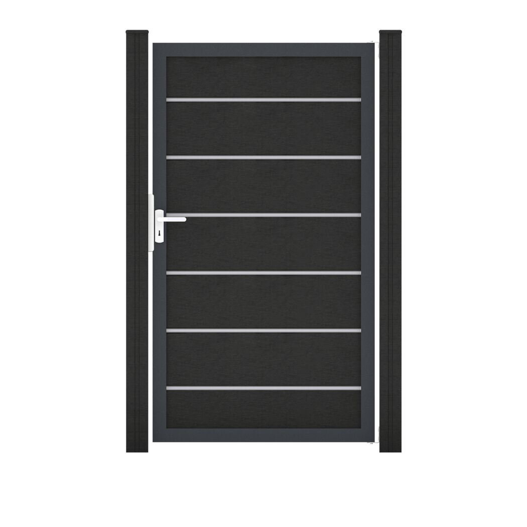 Einzeltor 'Solid Grande Premium' BPC/Aluminium Universal DIN anthrazitgrau/anthrazit 100 x 180 cm