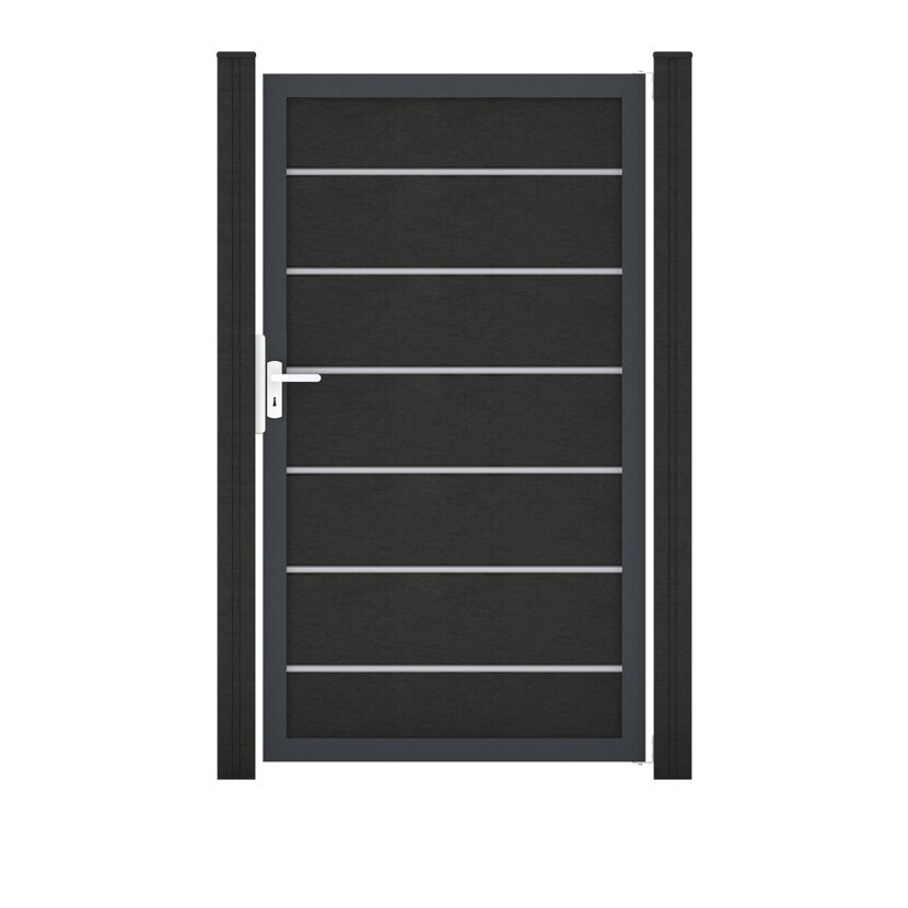 Einzeltor 'Solid Grande Premium' BPC/Aluminium Universal DIN anthrazitgrau/anthrazit 100 x 180 cm