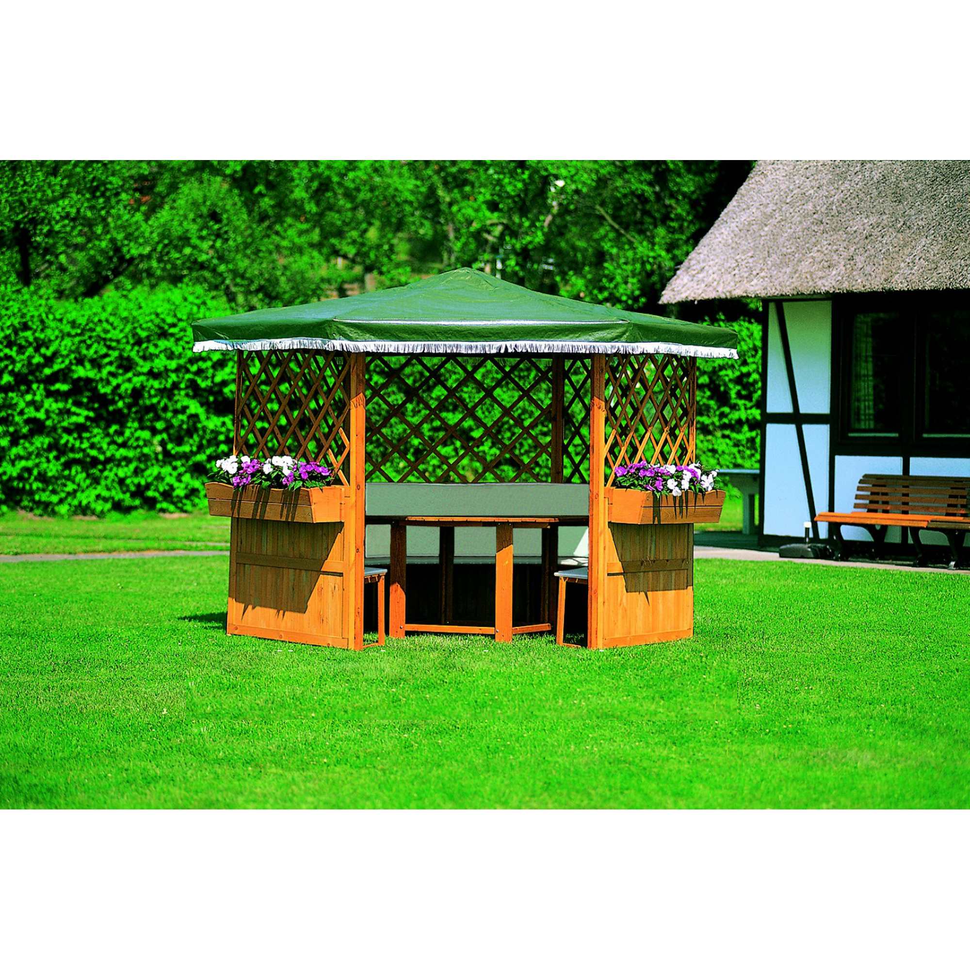 Pavillon 'Marburg' Holz grün 309 x 211 x 309 cm