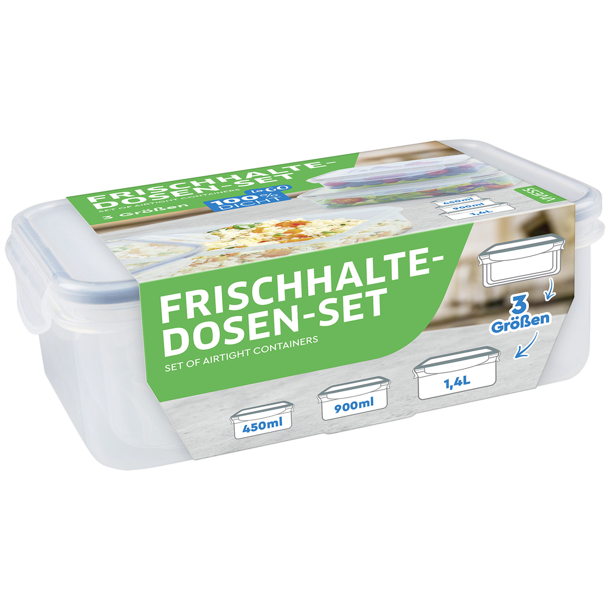 Frischhaltedosen-Set Kunststoff 450/900/1400 ml, 3 Stück + product picture