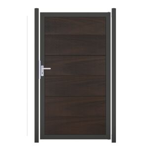 Einzeltor 'Viento' BPC/Aluminium Universal DIN walnussfarben/anthrazit 100 x 180 cm
