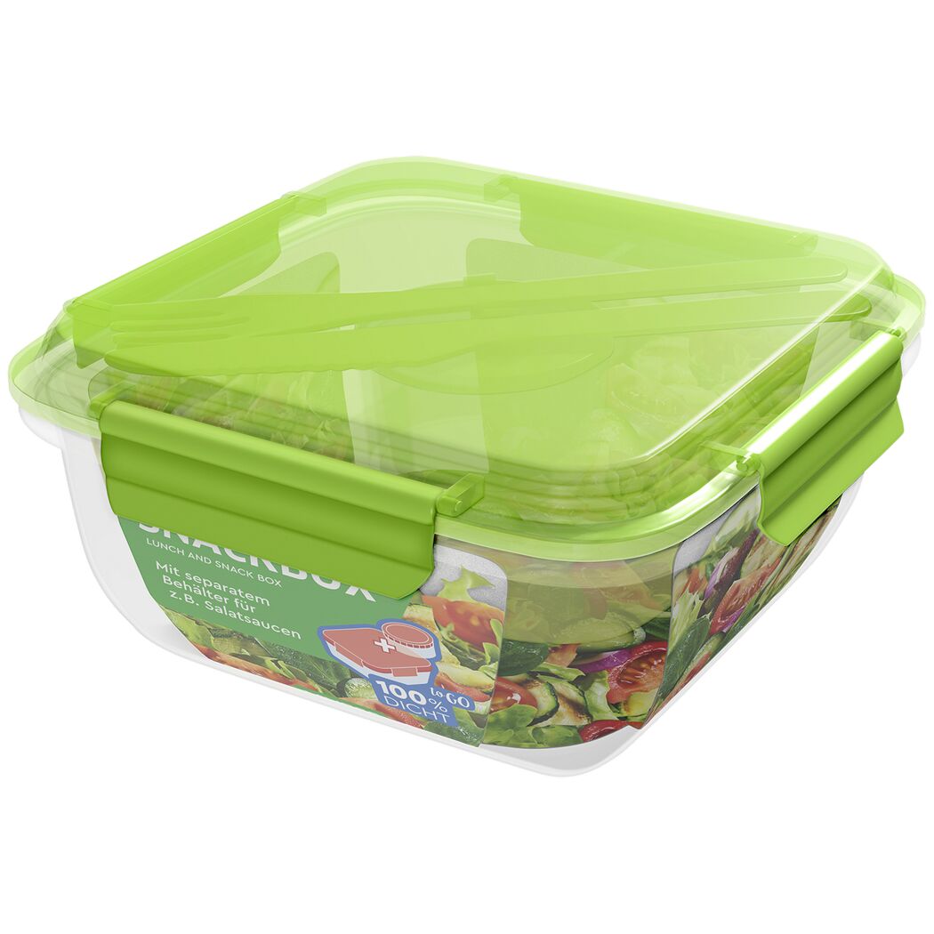 Grüne Lunchbox mit Salat