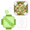 Frischhaltedose mit Salat, Gabel und Messer