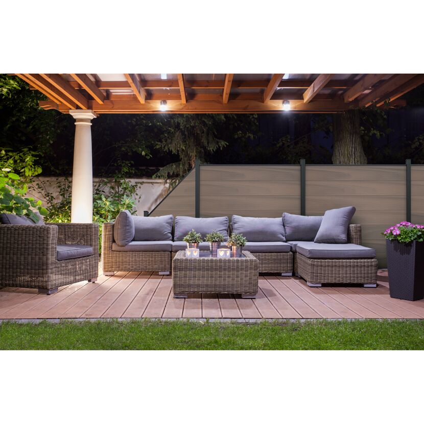 Steckzaun 'Solid Grande' BPC braun/bi-color quadratisch 180 x 180 cm