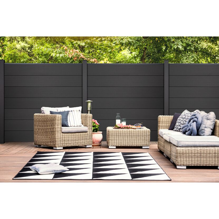Steckzaun 'Solid Grande' BPC quadratisch anthrazitgrau 180 x 180 cm