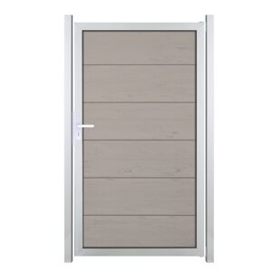 Einzeltor 'Viento' BPC/Aluminium Universal DIN sandfarben/silber 100 x 180 cm