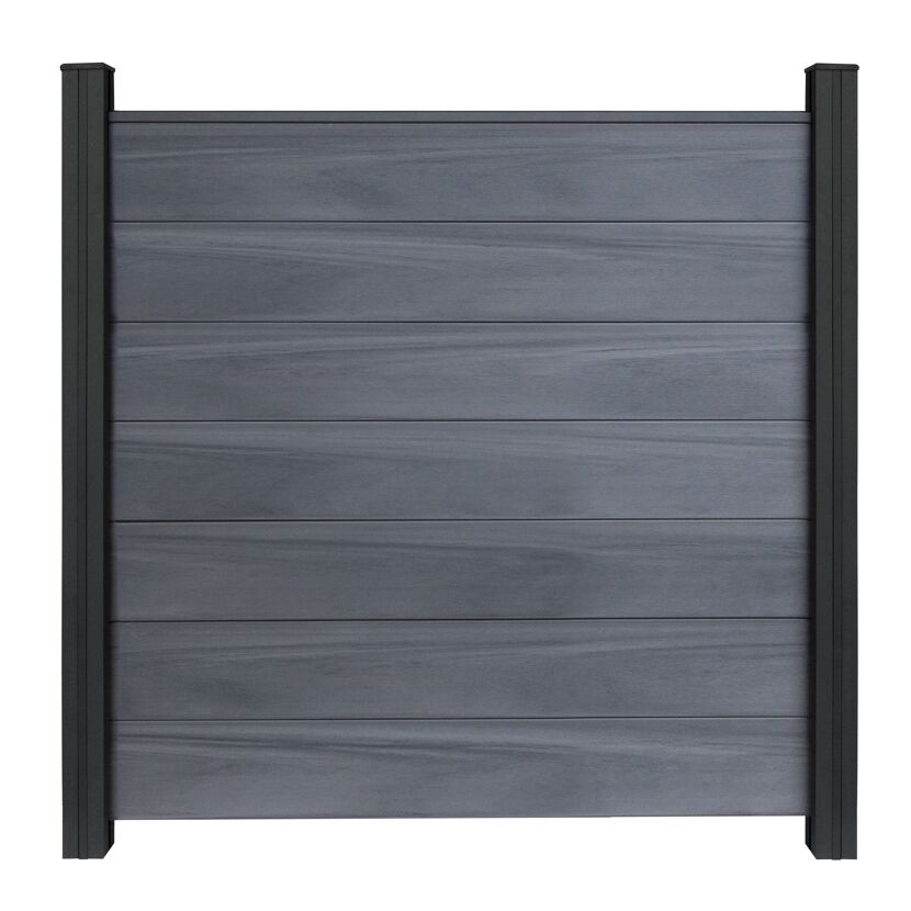 Steckzaun 'Solid Grande' BPC quadratisch steingrau 180 x 180 cm
