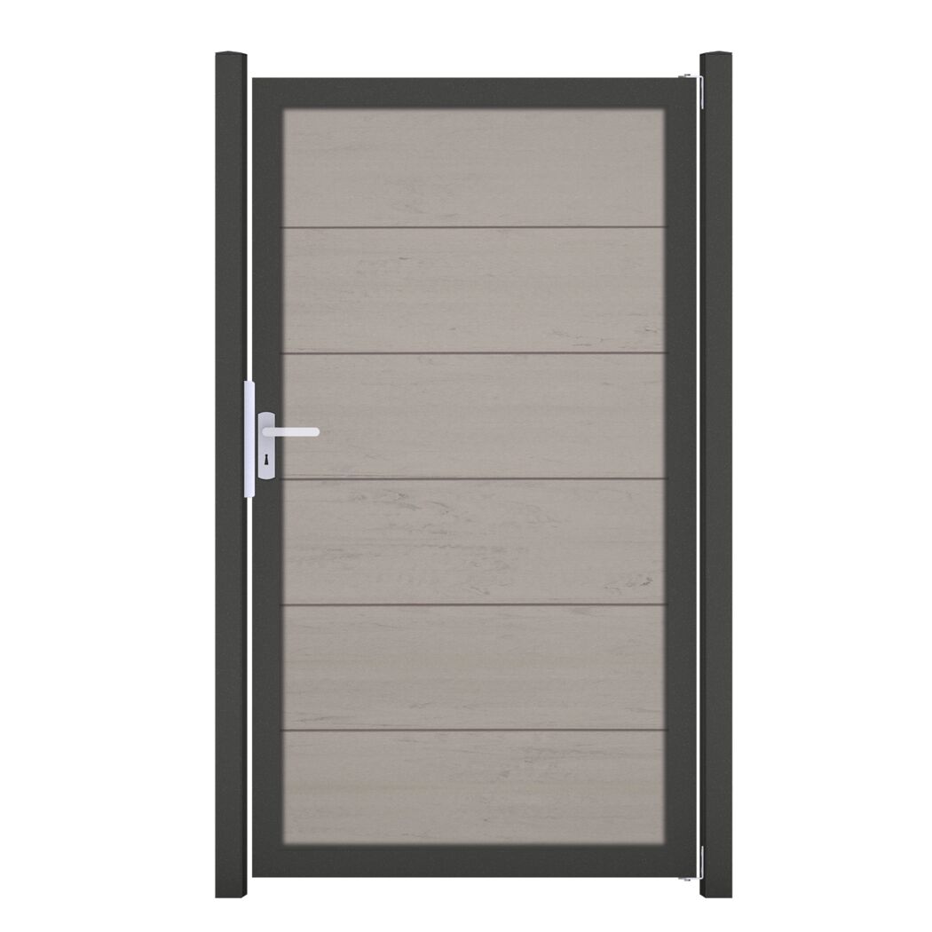 Einzeltor 'Viento' BPC/Aluminium Universal DIN sandfarben/anthrazit 100 x 180 cm