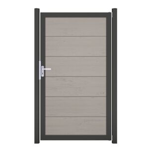 Einzeltor 'Viento' BPC/Aluminium Universal DIN sandfarben/anthrazit 100 x 180 cm