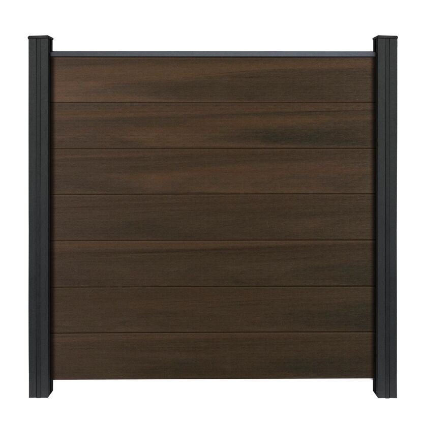 Steckzaun 'Solid Grande' BPC quadratisch Walnussfarben 180 x 180 cm