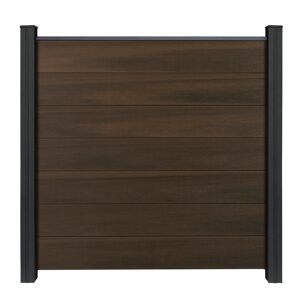 Steckzaun 'Solid Grande' BPC quadratisch Walnussfarben 180 x 180 cm