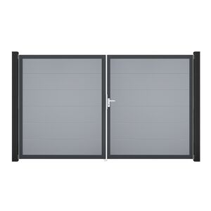 Doppeltor 'BasicLine' DIN rechts silbergrau/anthrazit 300 x 180 cm