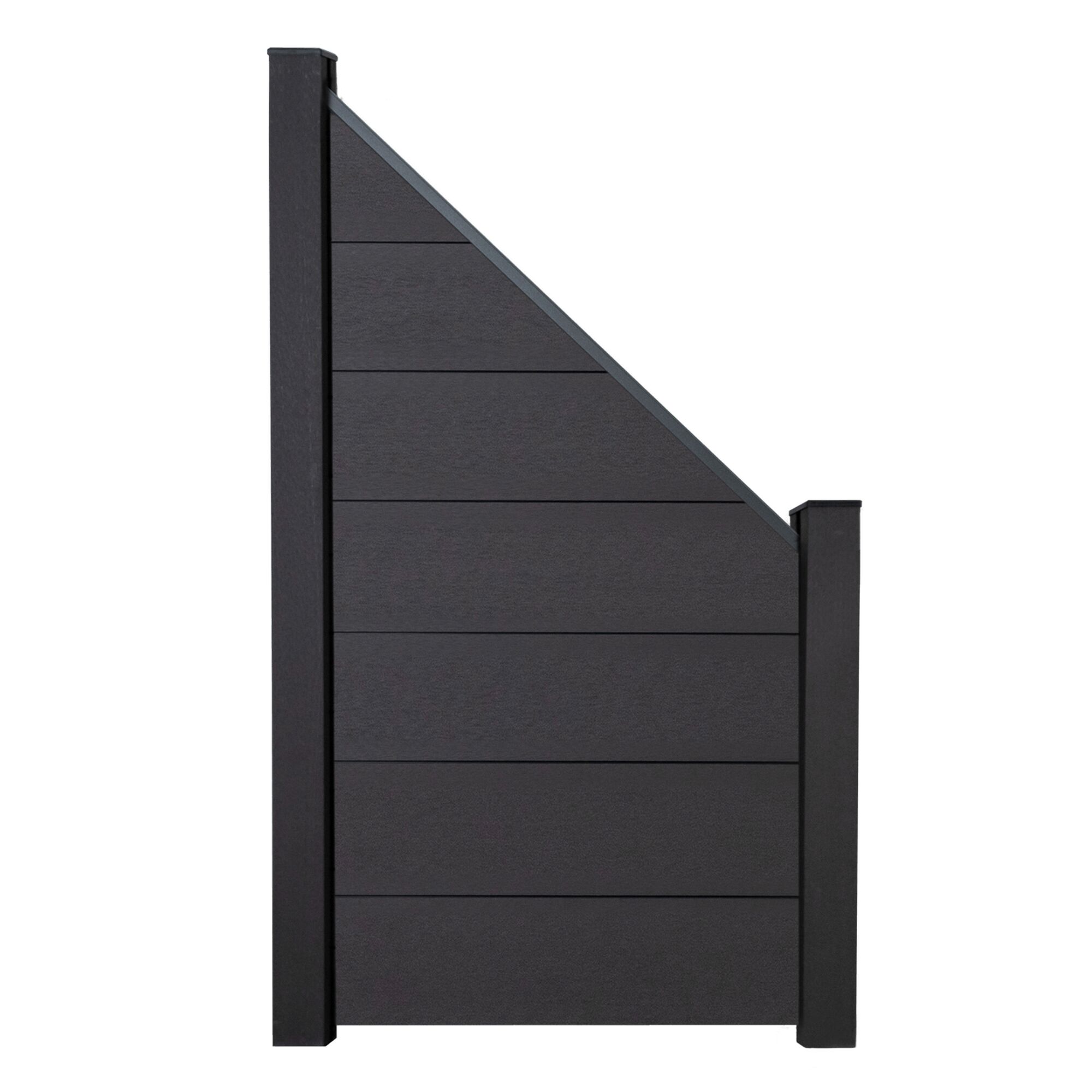 Schwarzer Sichtschutzzaun schräg