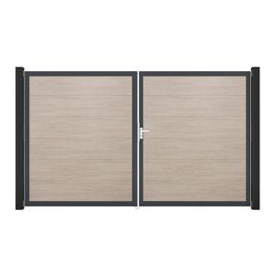 Doppeltor 'BasicLine' DIN rechts Eichefarben hell/anthrazit 300 x 180 cm