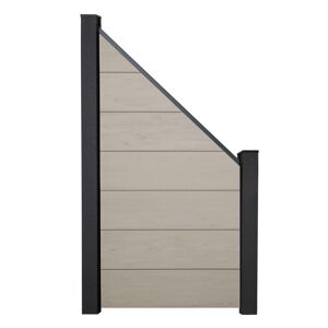 Steckzaun 'Solid Grande' BPC schräg Sandfarben 90 x 180/90 cm