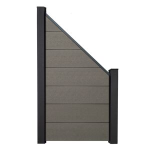 Steckzaun 'Solid Grande' BPC schräg grau 90 x 180/90 cm